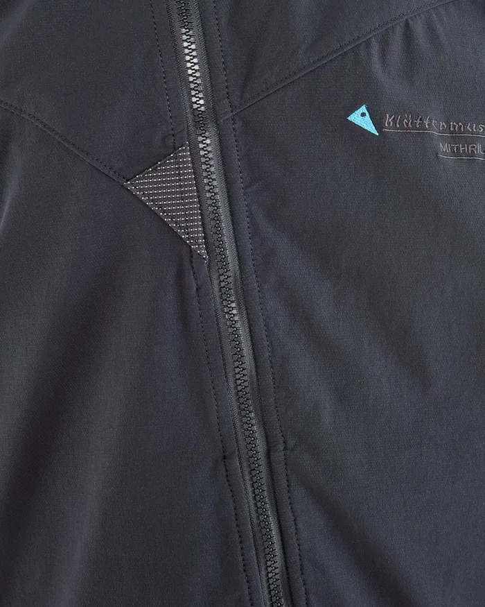 Men Mithril WindStretch Softshell Jacket Black Klttermusen Wind Resistant Jackets