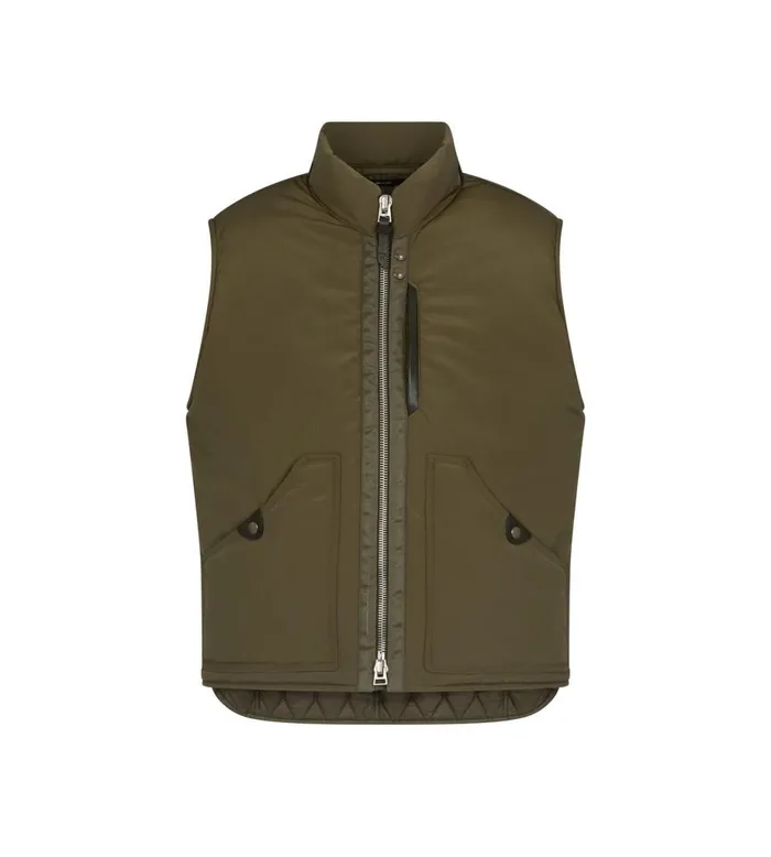 Men Outerwear Tom Ford Micro Ottoman Quilted Lined Gilet Elm