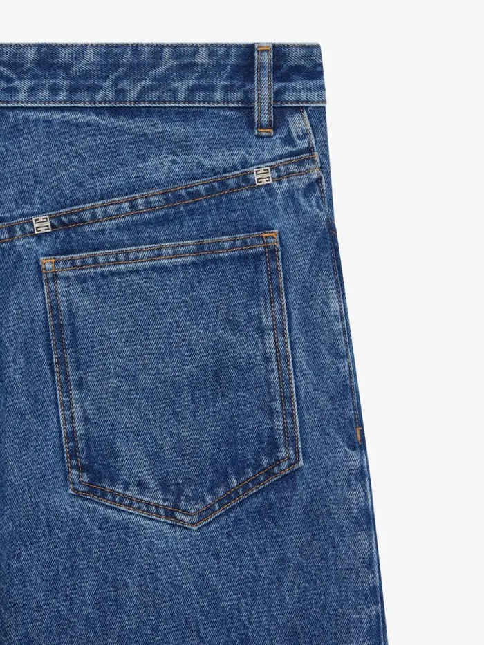 Men Pants and Shorts Givenchy Low Crotch Wide Jeans In Marble Denim Indigo Blue