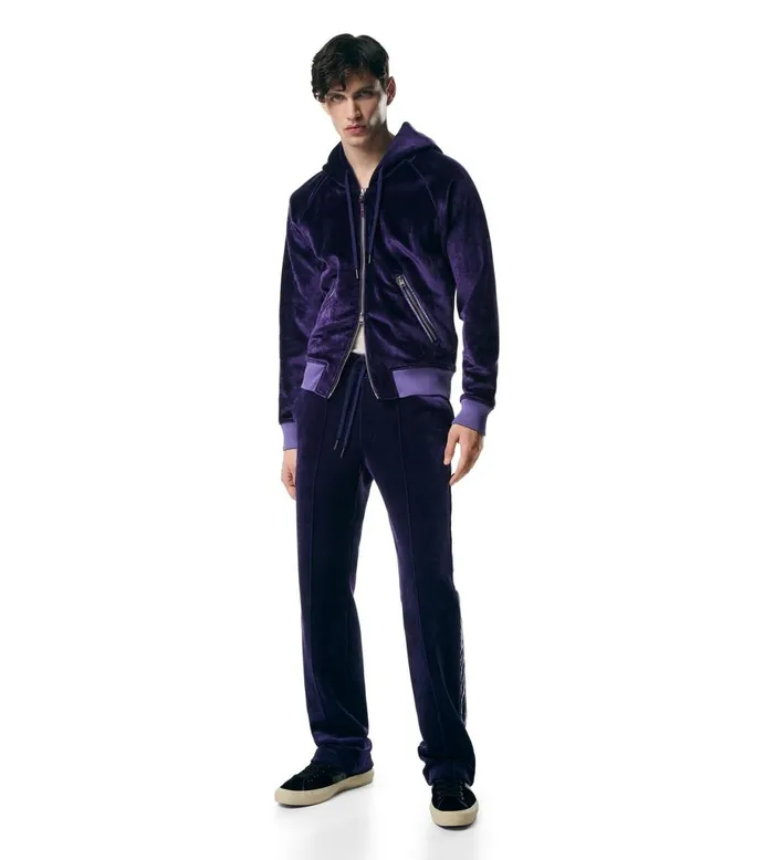 Men Pants and Shorts Tom Ford Bonded Velour Sweatpants Midnight Purple Men Pants and Shorts Tom Ford Bonded Velour Sweatpants Midnight Purple