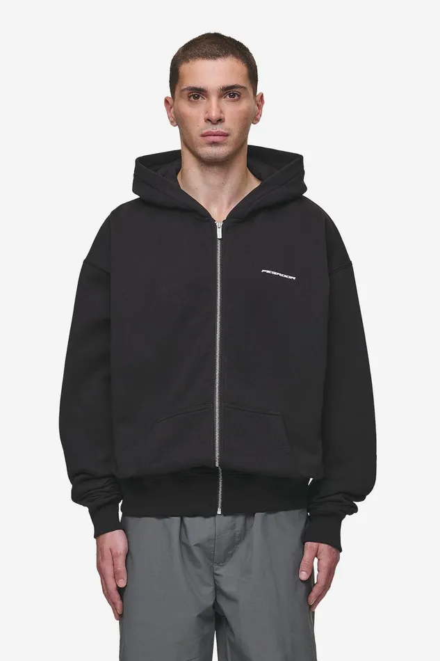 Men Pegador Hoodies Charles Oversized Sweat Jacket Washed Black Men Pegador Hoodies Charles Oversized Sweat Jacket Washed Black
