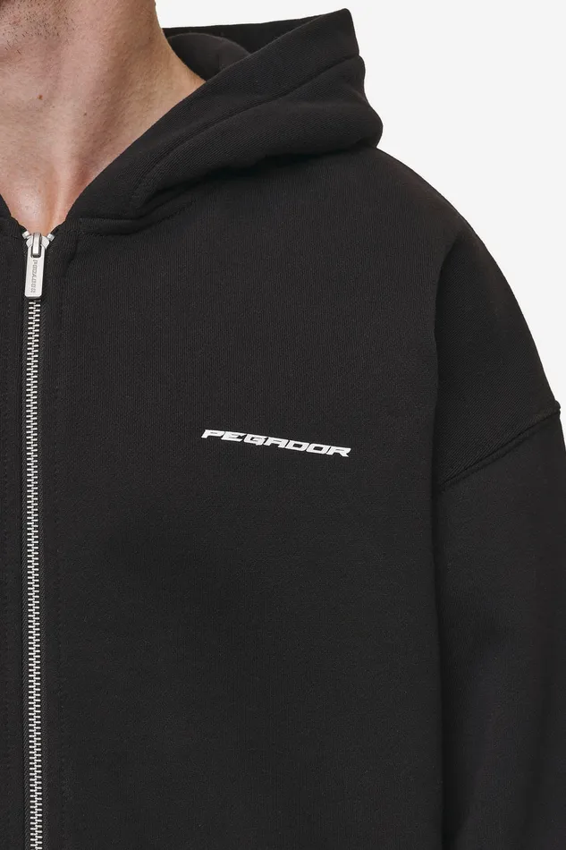Men Pegador Hoodies Charles Oversized Sweat Jacket Washed Black Men Pegador Hoodies Charles Oversized Sweat Jacket Washed Black