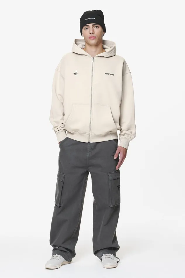 Men Pegador Hoodies Gien Oversized Sweat Jacket Washed Dust Cream Men Pegador Hoodies Gien Oversized Sweat Jacket Washed Dust Cream