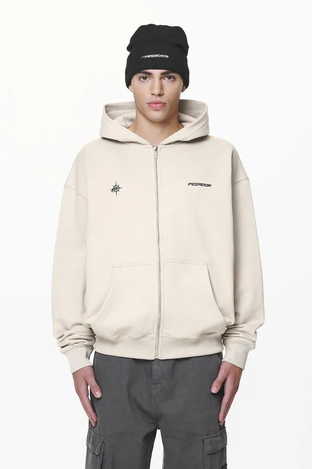 Men Pegador Hoodies Gien Oversized Sweat Jacket Washed Dust Cream Men Pegador Hoodies Gien Oversized Sweat Jacket Washed Dust Cream