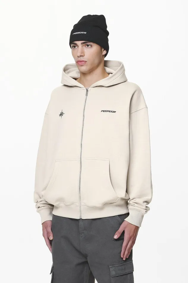 Men Pegador Hoodies Gien Oversized Sweat Jacket Washed Dust Cream Men Pegador Hoodies Gien Oversized Sweat Jacket Washed Dust Cream