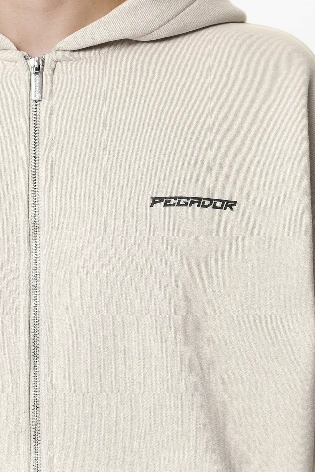 Men Pegador Hoodies Gien Oversized Sweat Jacket Washed Dust Cream Men Pegador Hoodies Gien Oversized Sweat Jacket Washed Dust Cream