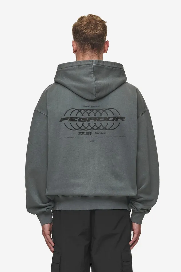 Men Pegador Hoodies Lance Oversized Sweat Jacket Vintage Anthracite