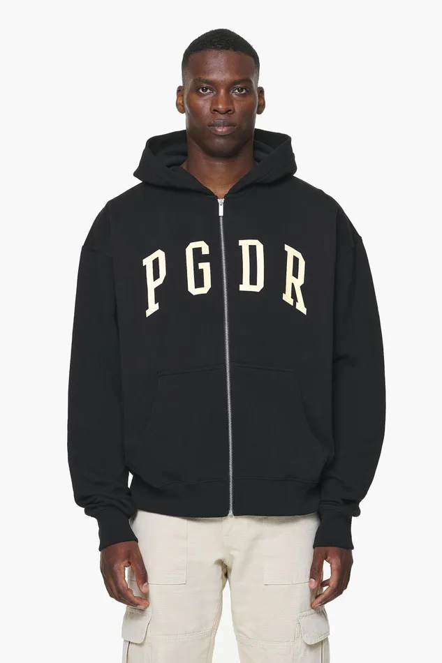 Men Pegador Hoodies Layton Oversized Sweat Jacket Vintage Washed Onyx Black