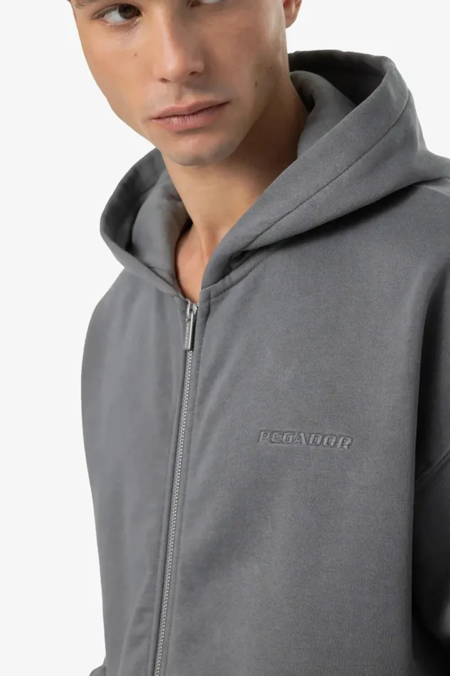 Men Pegador Hoodies Logo Oversized Sweat Jacket Vintage Grey Grey Men Pegador Hoodies Logo Oversized Sweat Jacket Vintage Grey Grey