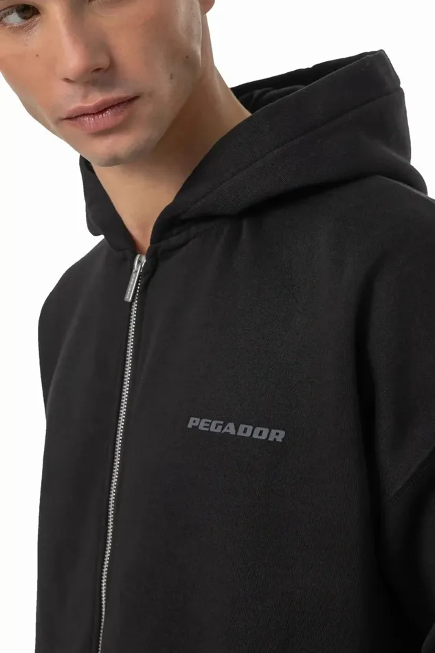 Men Pegador Hoodies Logo Oversized Sweat Jacket Washed Black Dark Grey Gum Men Pegador Hoodies Logo Oversized Sweat Jacket Washed Black Dark Grey Gum