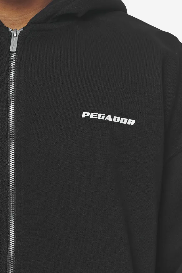 Men Pegador Hoodies Logo Oversized Sweat Jacket Washed Black White Gum Men Pegador Hoodies Logo Oversized Sweat Jacket Washed Black White Gum
