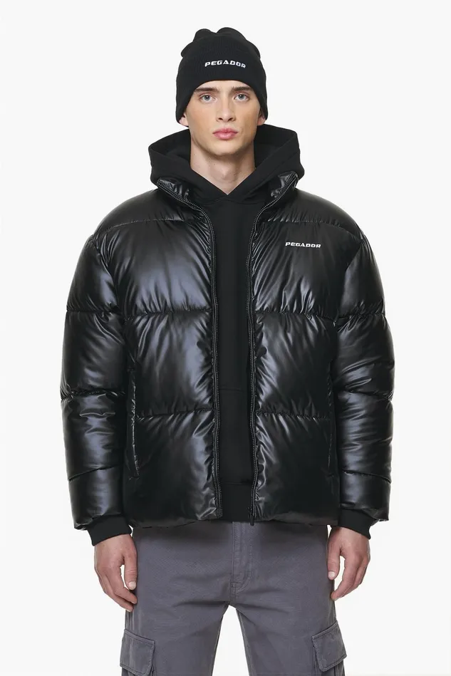 Men Pegador Jacken Solin Glossy Puffer Jacket Black