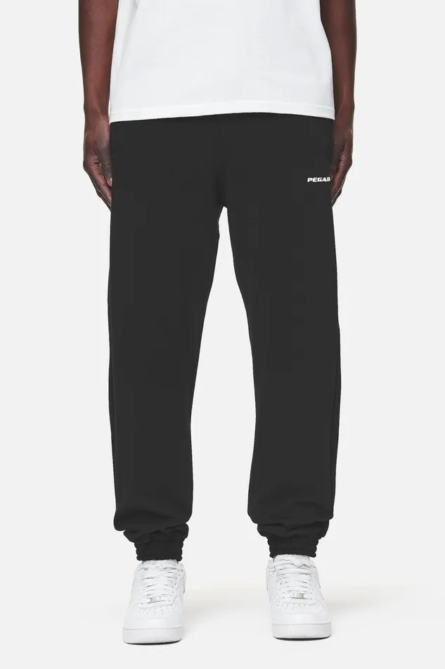 Men Pegador Pants and Joggers Logo Heavy Sweat Jogger Washed Black White Gum