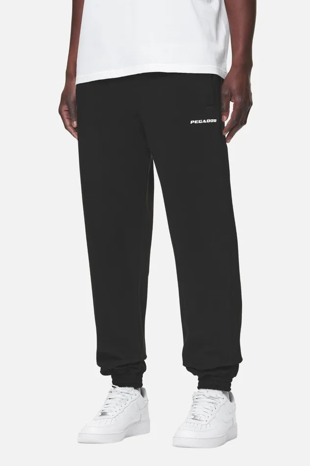 Men Pegador Pants and Joggers Logo Heavy Sweat Jogger Washed Black White Gum Men Pegador Pants and Joggers Logo Heavy Sweat Jogger Washed Black White Gum