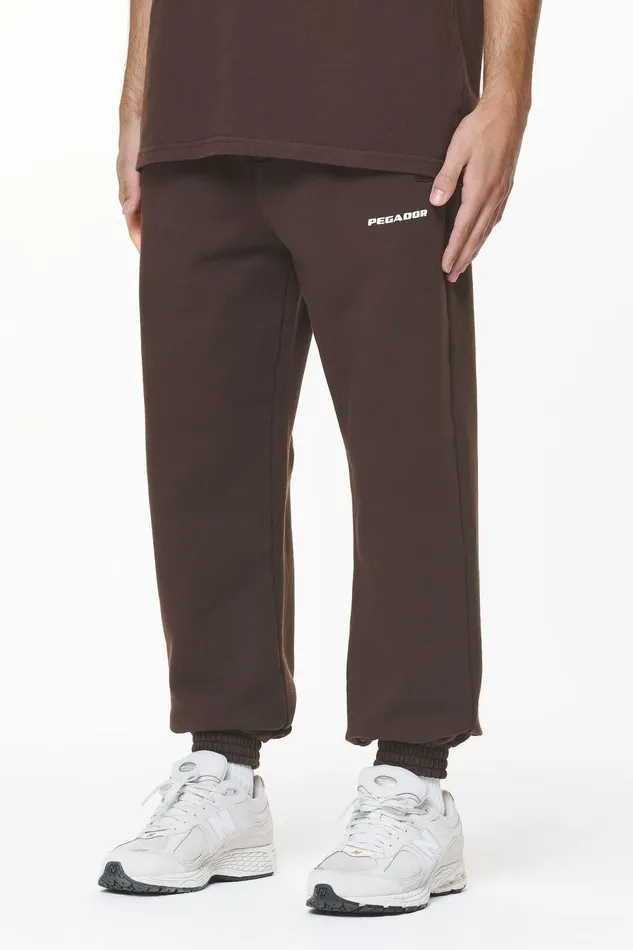 Men Pegador Pants and Joggers Logo Heavy Sweat Jogger Washed Oak Brown Gum Men Pegador Pants and Joggers Logo Heavy Sweat Jogger Washed Oak Brown Gum