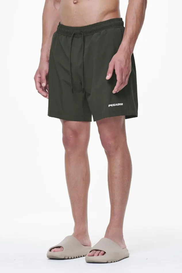Men Pegador Swim Shorts Logo Swim Shorts Dark Olive Men Pegador Swim Shorts Logo Swim Shorts Dark Olive