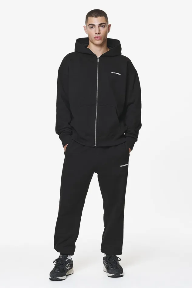 Men Pegador Zip Hoodies Colne Logo Oversized Sweat Jacket Black Men Pegador Zip Hoodies Colne Logo Oversized Sweat Jacket Black