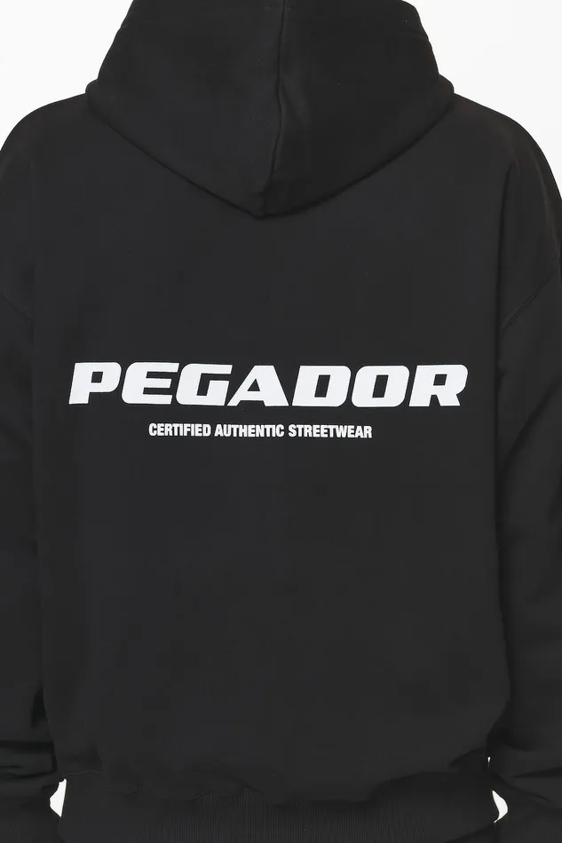 Men Pegador Zip Hoodies Colne Logo Oversized Sweat Jacket Black Men Pegador Zip Hoodies Colne Logo Oversized Sweat Jacket Black