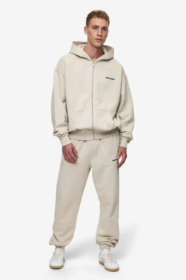 Men Pegador Zip Hoodies Logo Oversized Sweat Jacket Washed Light Beige Men Pegador Zip Hoodies Logo Oversized Sweat Jacket Washed Light Beige