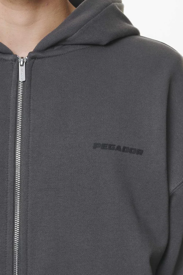 Men Pegador Zip Hoodies Logo Oversized Sweat Jacket Washed Volcano Grey Gum Men Pegador Zip Hoodies Logo Oversized Sweat Jacket Washed Volcano Grey Gum
