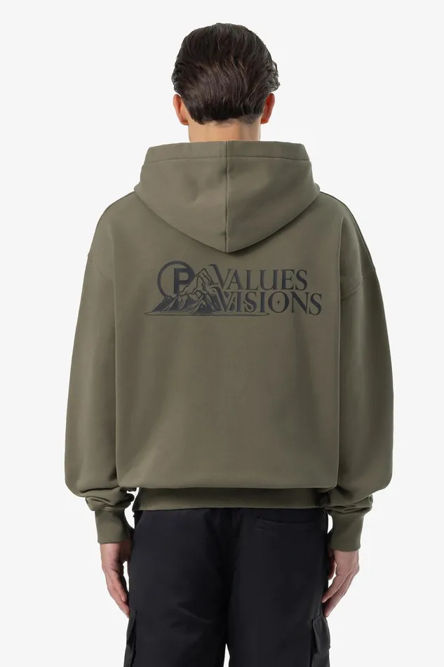 Men Pegador Zip Hoodies Mahan Oversized Sweat Jacket Washed Faded Olive