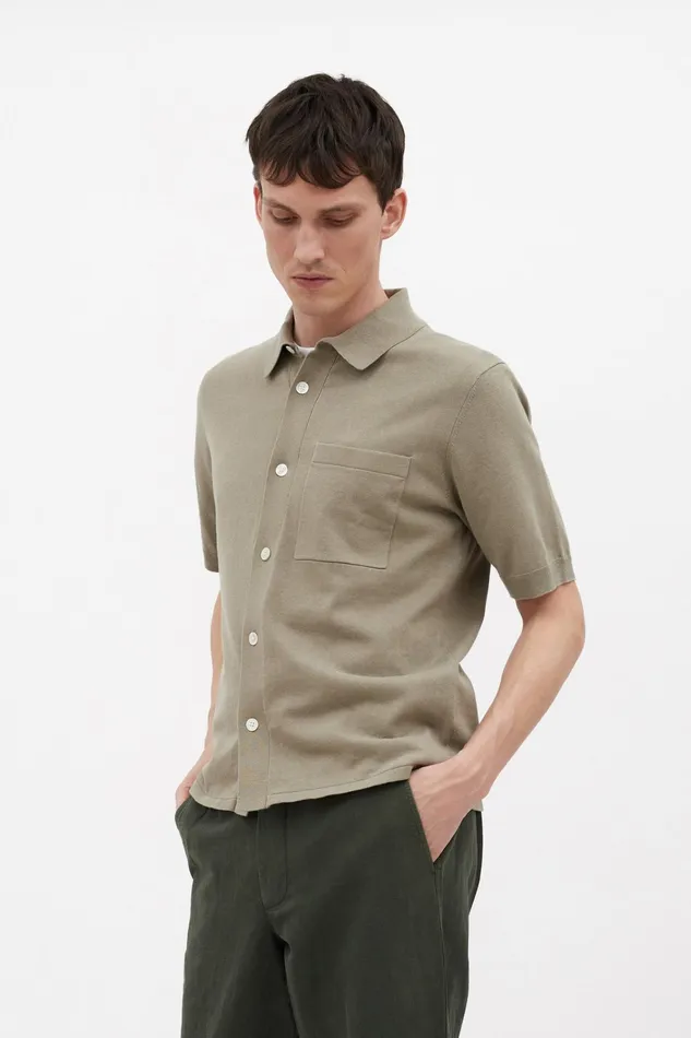 Men Rollo Cotton Linen SS Shirt Clay Norse Projects Knitwear