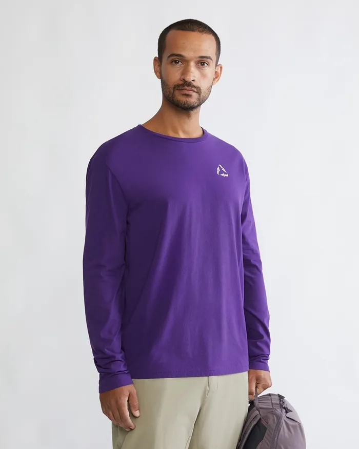Men Runa Scrambling Organic Cotton Long Sleeve Tee Purple Klttermusen TShirts