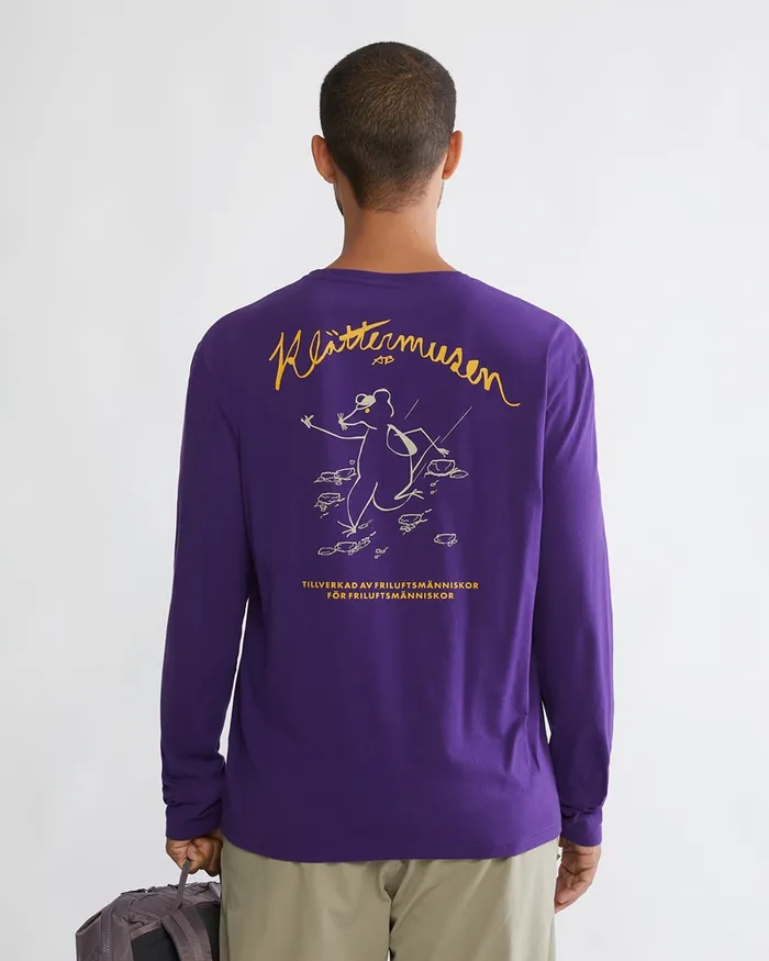 Men Runa Scrambling Organic Cotton Long Sleeve Tee Purple Klttermusen TShirts