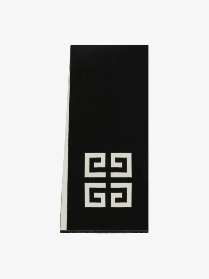 Men Scarves and Ties Givenchy 4G Scarf In Wool Blackwhite