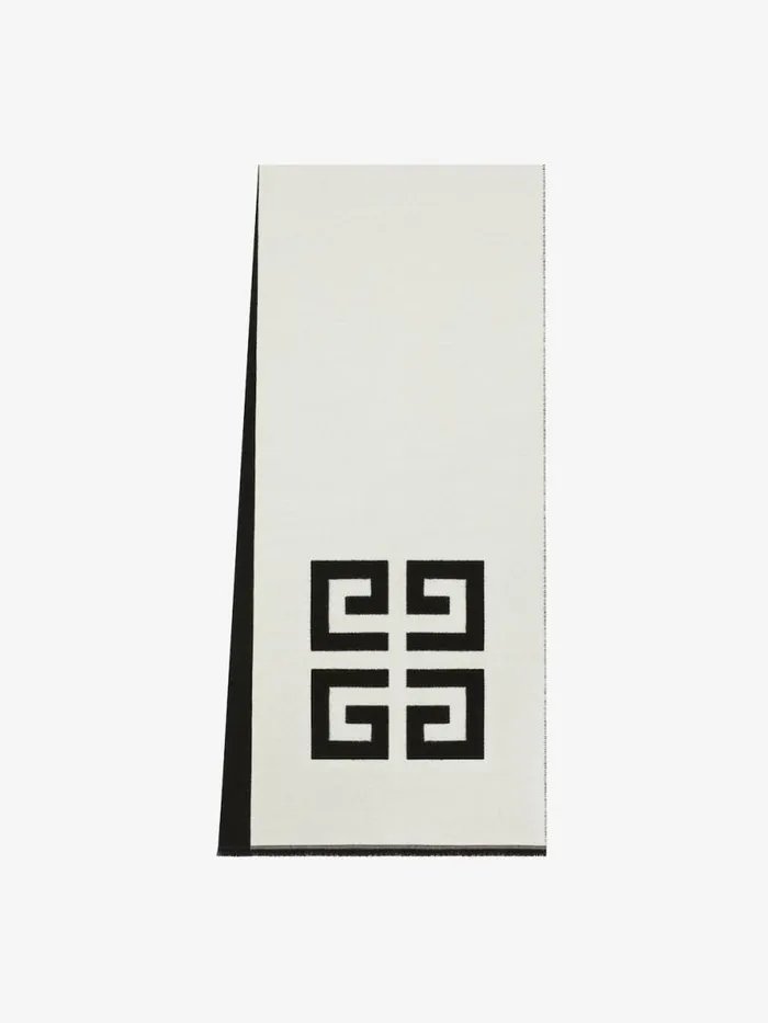Men Scarves and Ties Givenchy 4G Scarf In Wool Blackwhite Men Scarves and Ties Givenchy 4G Scarf In Wool Blackwhite