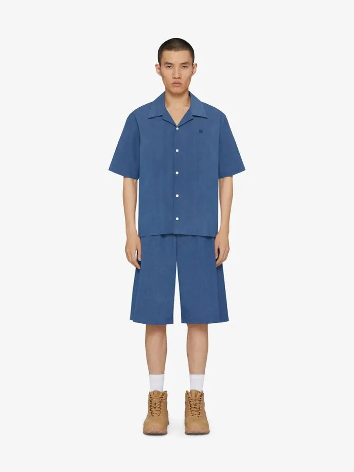 Men Shirts Givenchy Shirt In Ozone Washed Denim Chambray Sky Blue