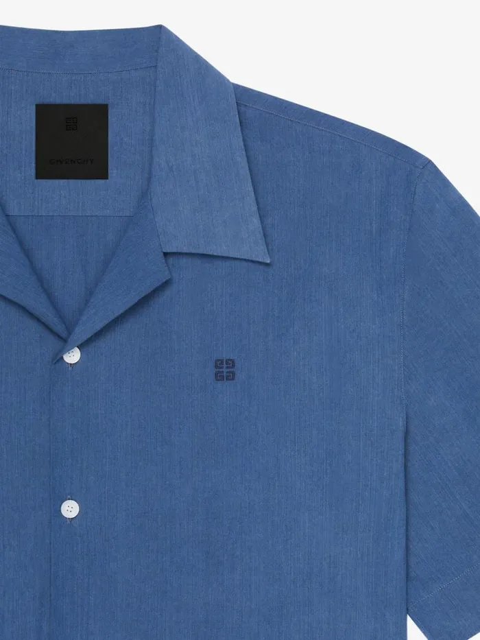 Men Shirts Givenchy Shirt In Ozone Washed Denim Chambray Sky Blue