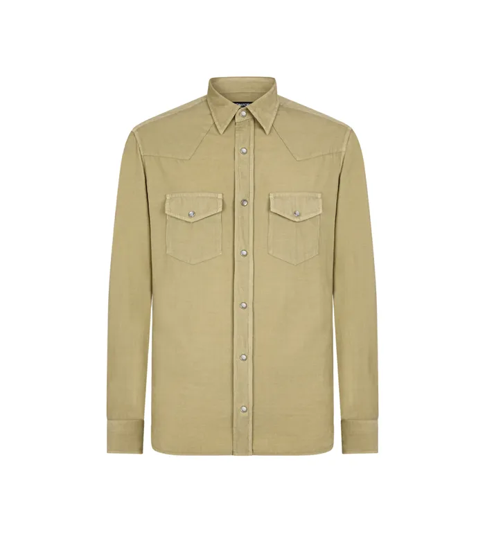 Men Shirts Tom Ford Baby Cord Western Shirt