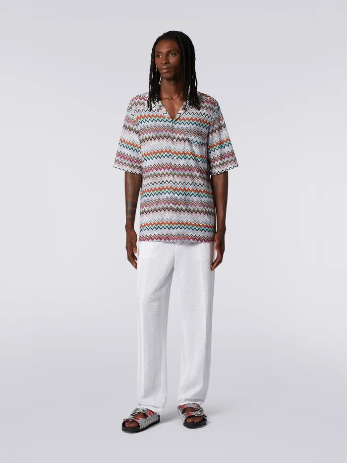 Men ShortSleeved Cotton And Viscose Bowling Shirt Multicoloured Missoni Shirts