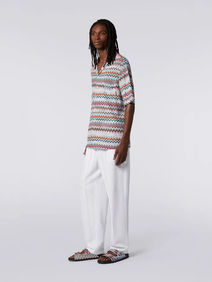 Men ShortSleeved Cotton And Viscose Bowling Shirt Multicoloured Missoni Shirts