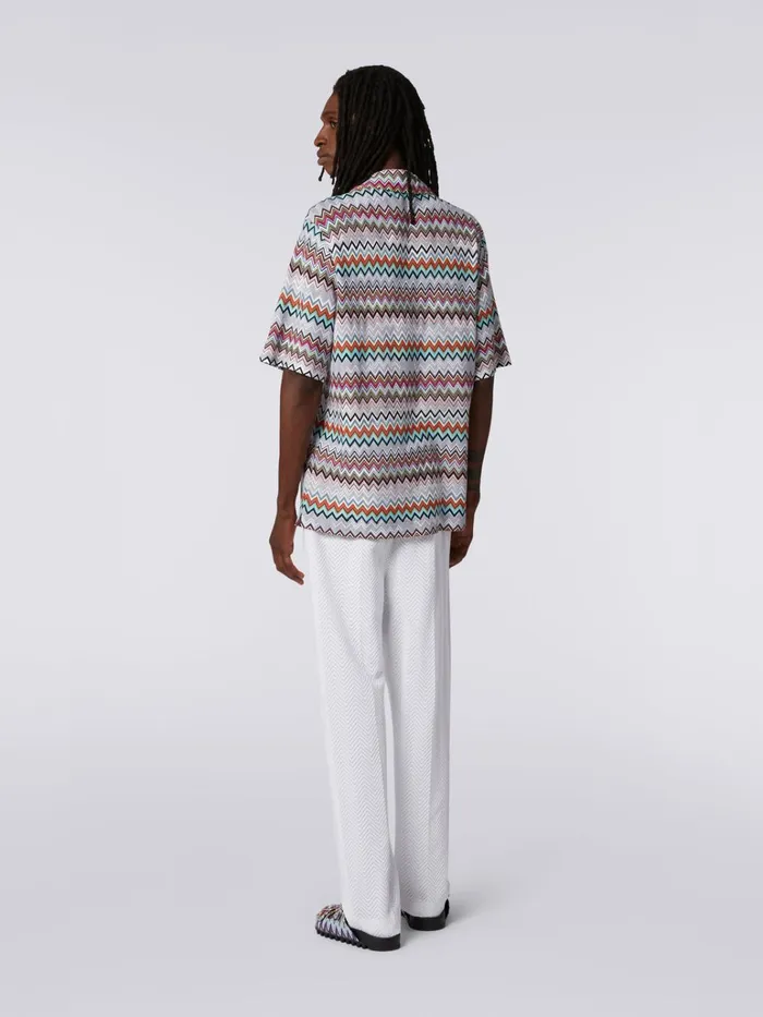 Men ShortSleeved Cotton And Viscose Bowling Shirt Multicoloured Missoni Shirts