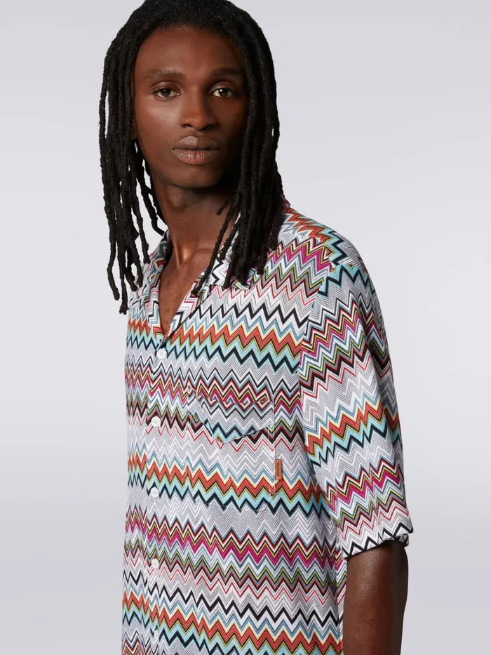 Men ShortSleeved Cotton And Viscose Bowling Shirt Multicoloured Missoni Shirts