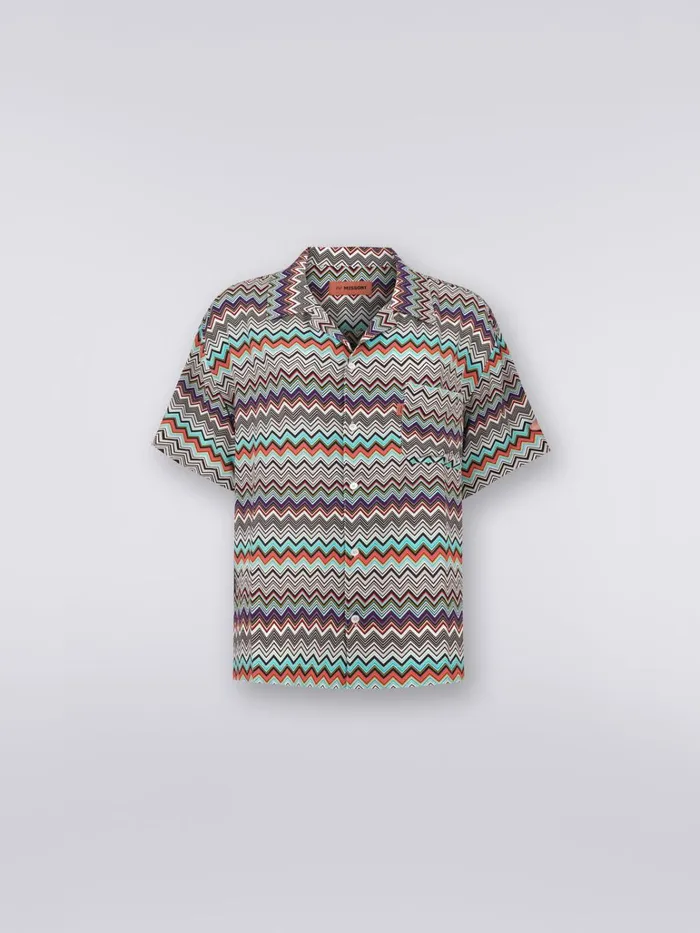 Men ShortSleeved Viscose Bowling Shirt Multicoloured Missoni Shirts