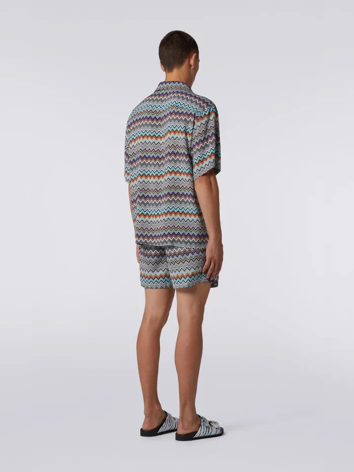 Men ShortSleeved Viscose Bowling Shirt Multicoloured Missoni Shirts