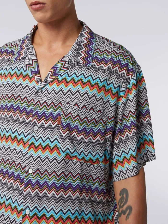 Men ShortSleeved Viscose Bowling Shirt Multicoloured Missoni Shirts