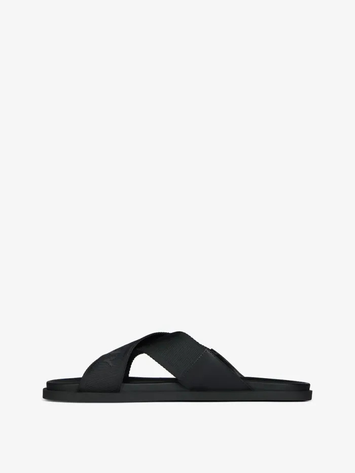 Men Slides and Sandals Givenchy G Plage Sandals With Crossed Straps In Webbing Black Men Slides and Sandals Givenchy G Plage Sandals With Crossed Straps In Webbing Black