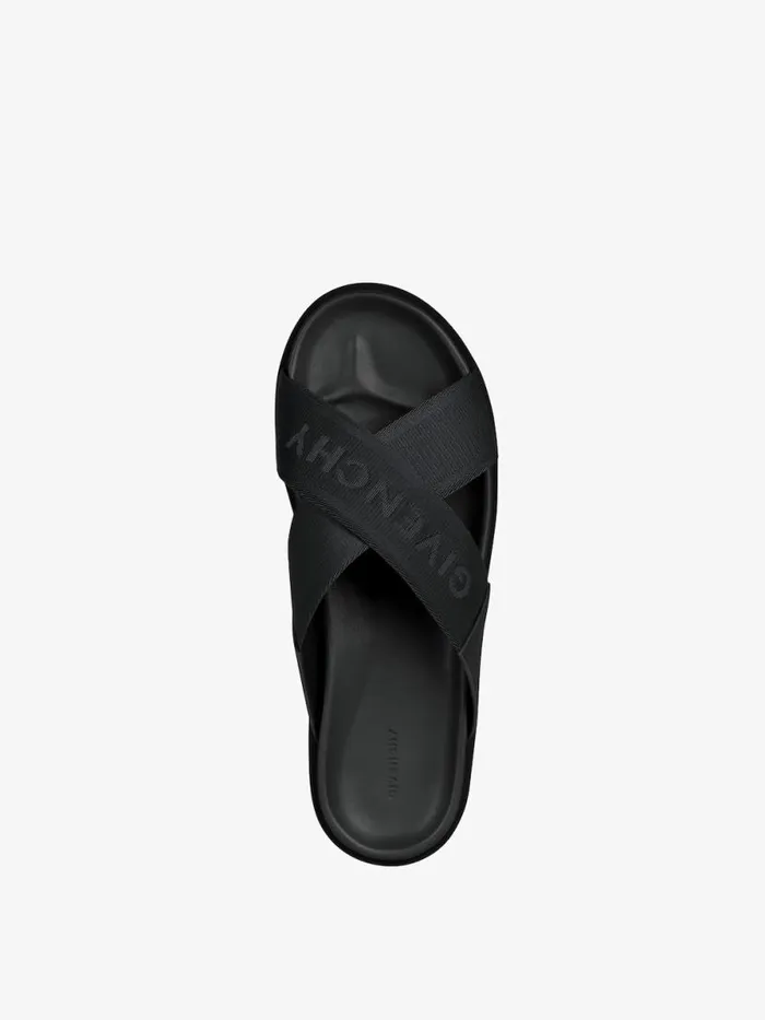 Men Slides and Sandals Givenchy G Plage Sandals With Crossed Straps In Webbing Black Men Slides and Sandals Givenchy G Plage Sandals With Crossed Straps In Webbing Black