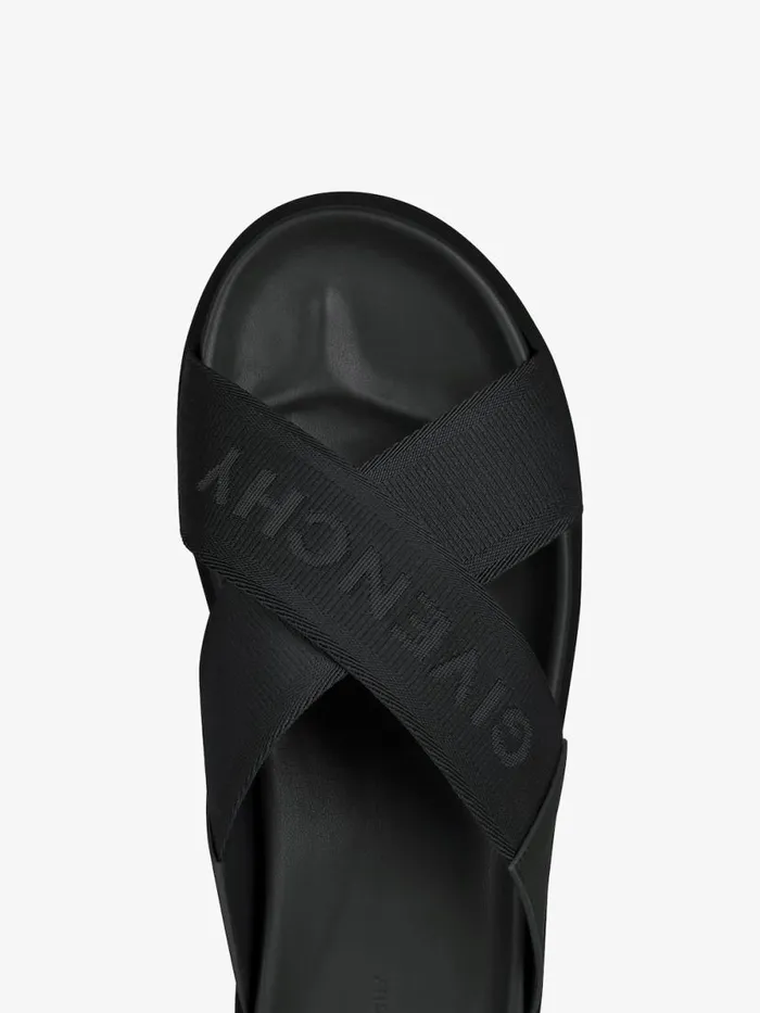 Men Slides and Sandals Givenchy G Plage Sandals With Crossed Straps In Webbing Black Men Slides and Sandals Givenchy G Plage Sandals With Crossed Straps In Webbing Black