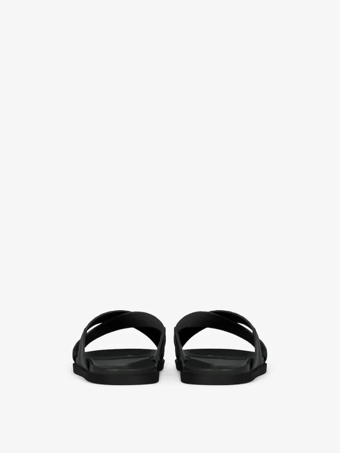 Men Slides and Sandals Givenchy G Plage Sandals With Crossed Straps In Webbing Black Men Slides and Sandals Givenchy G Plage Sandals With Crossed Straps In Webbing Black