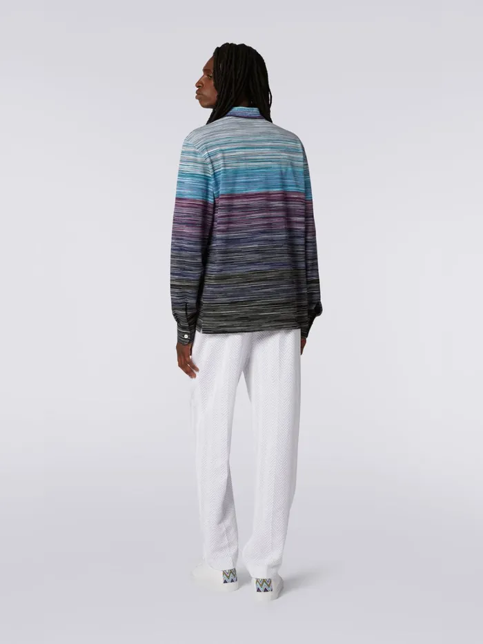 Men Slub Viscose LongSleeved Polo Shirt Multicoloured Missoni Polos and Tshirts