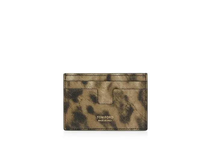 Men Small Leather Goods Tom Ford Distressed Leopard Print Classic Cardholder Distressed Leopard