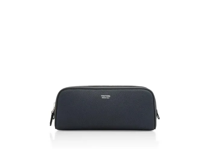 Men Small Leather Goods Tom Ford Grain Leather Wash Bag Midnight Blue
