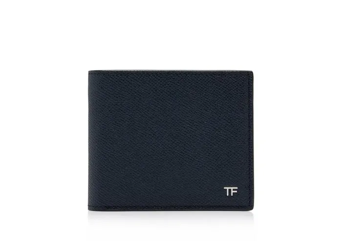 Men Small Leather Goods Tom Ford Small Grain Leather Bifold Wallet Midnight Blue