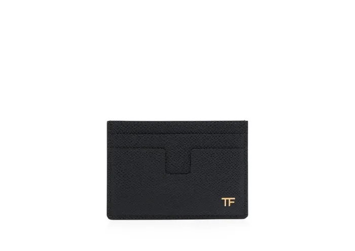 Men Small Leather Goods Tom Ford Small Grain Leather Money Clip Cardholder Black