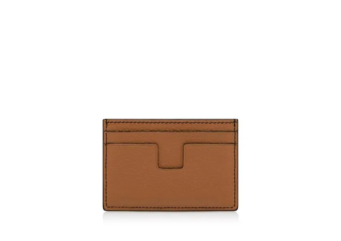 Men Small Leather Goods Tom Ford TwoTone Grain Leather Classic Cardholder Chocolate Almond Men Small Leather Goods Tom Ford TwoTone Grain Leather Classic Cardholder Chocolate Almond